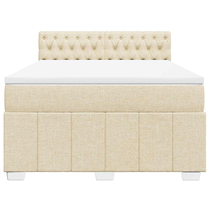 Pat box spring cu saltea, crem, 140x200 cm, textil - WALTI WALTI