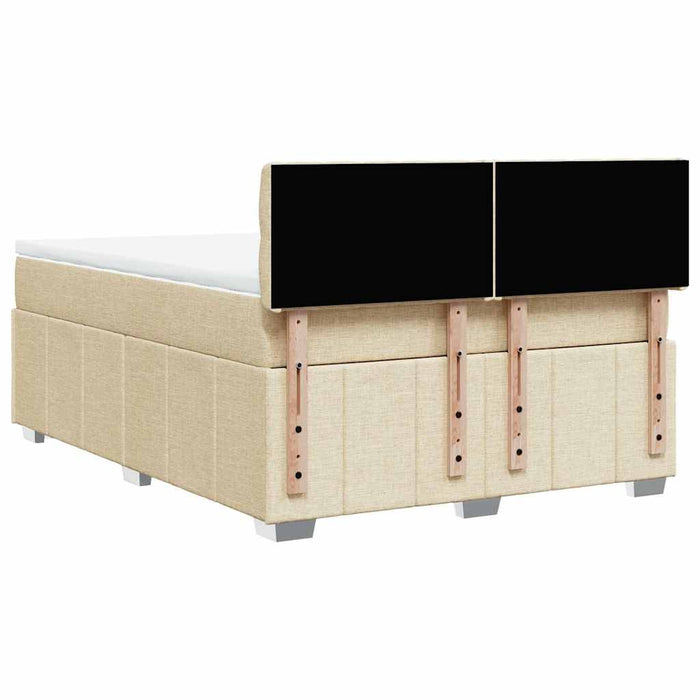 Pat box spring cu saltea, crem, 140x200 cm, textil - WALTI WALTI