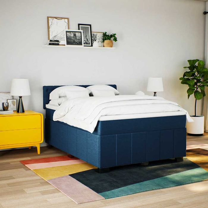 Pat box spring cu saltea, albastru, 140x200 cm, textil - WALTI WALTI