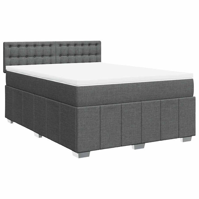 Pat box spring cu saltea, gri închis, 140x190 cm, textil - WALTI WALTI