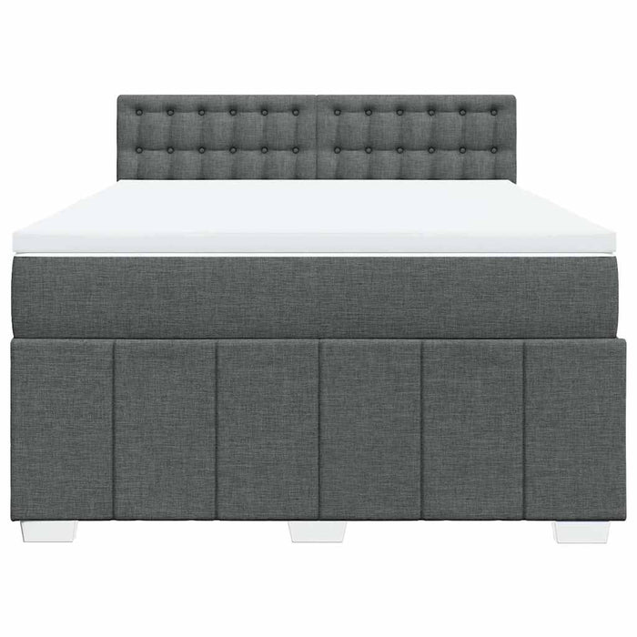 Pat box spring cu saltea, gri închis, 140x190 cm, textil - WALTI WALTI