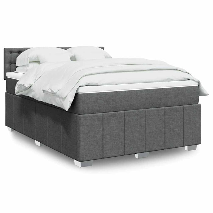Pat box spring cu saltea, gri închis, 140x190 cm, textil - WALTI WALTI