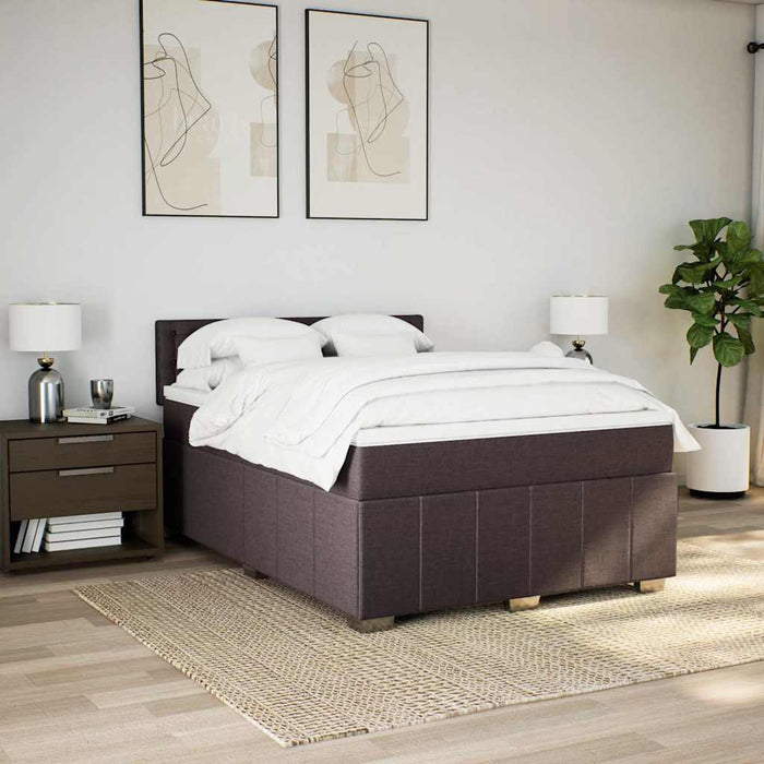 Pat box spring cu saltea, maro închis, 140x200 cm, textil - WALTI WALTI