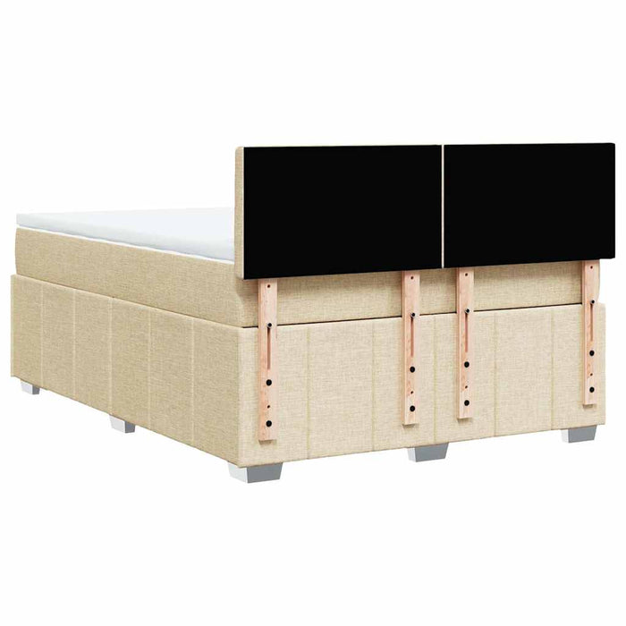 Pat box spring cu saltea, crem, 140x200 cm, textil - WALTI WALTI