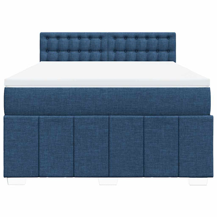 Pat box spring cu saltea, albastru, 140x200 cm, textil - WALTI WALTI