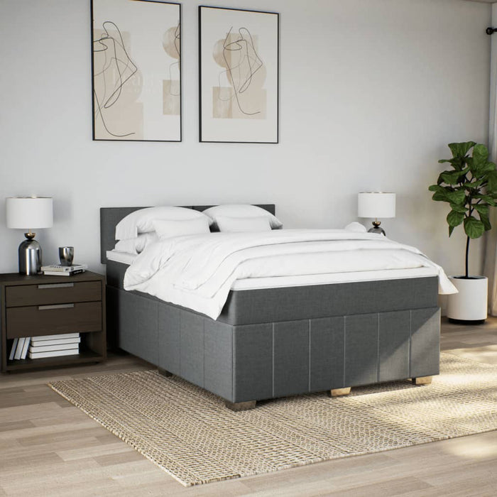 Pat box spring cu saltea, gri închis, 140x200 cm, textil - WALTI WALTI