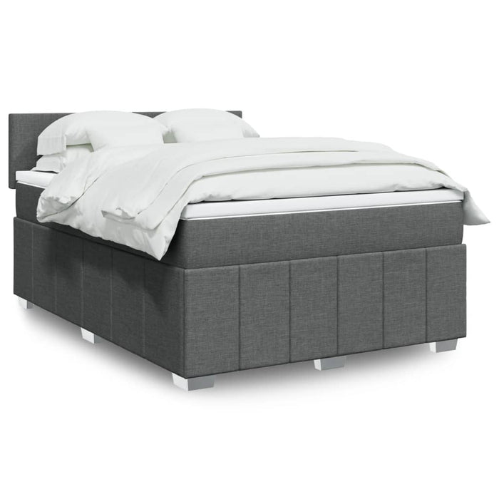 Pat box spring cu saltea, gri închis, 140x200 cm, textil - WALTI WALTI