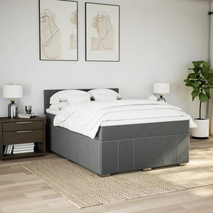 Pat box spring cu saltea, gri închis, 140x200 cm, textil - WALTI WALTI