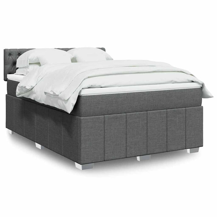 Pat box spring cu saltea, gri închis, 140x200 cm, textil - WALTI WALTI