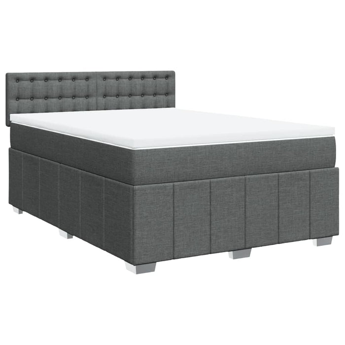 Pat box spring cu saltea, gri închis, 140x200 cm, textil - WALTI WALTI
