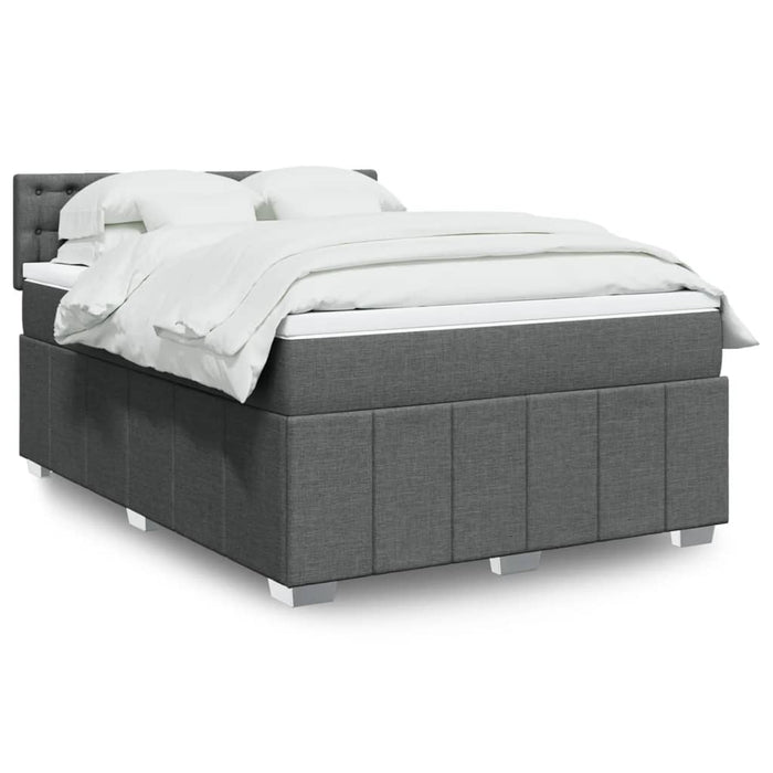 Pat box spring cu saltea, gri închis, 140x200 cm, textil - WALTI WALTI