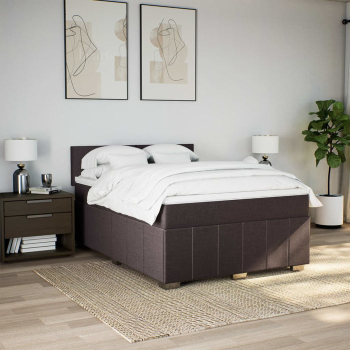 Pat box spring cu saltea, maro închis, 160x200 cm, textil - WALTI WALTI