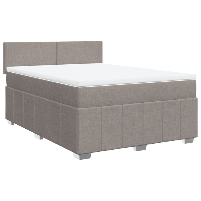 Pat box spring cu saltea, gri taupe, 160x200 cm material textil - WALTI WALTI