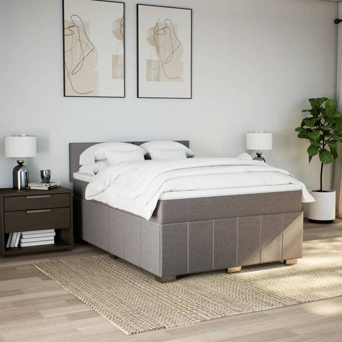 Pat box spring cu saltea, gri taupe, 160x200 cm material textil - WALTI WALTI