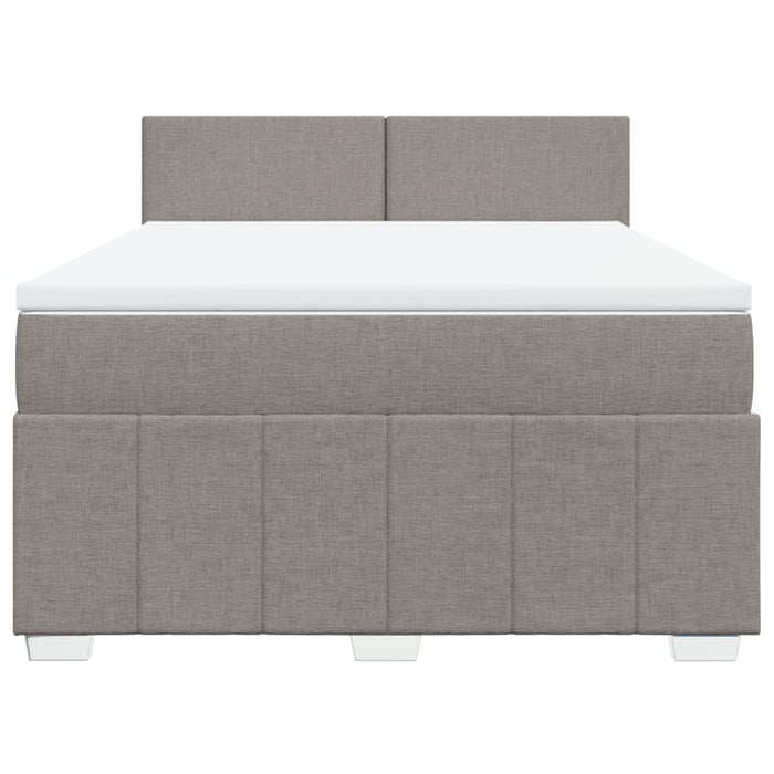 Pat box spring cu saltea, gri taupe, 160x200 cm material textil - WALTI WALTI