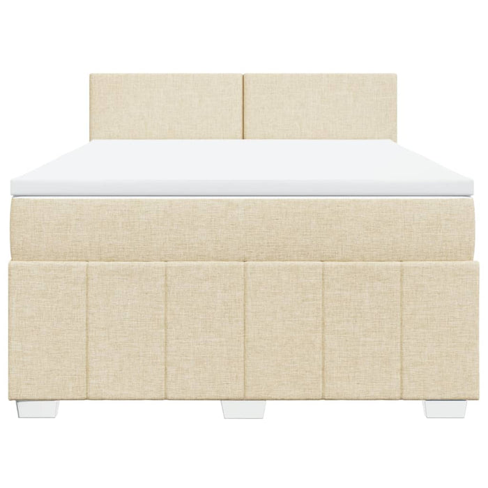 Pat box spring cu saltea, crem, 160x200 cm, material textil - WALTI WALTI