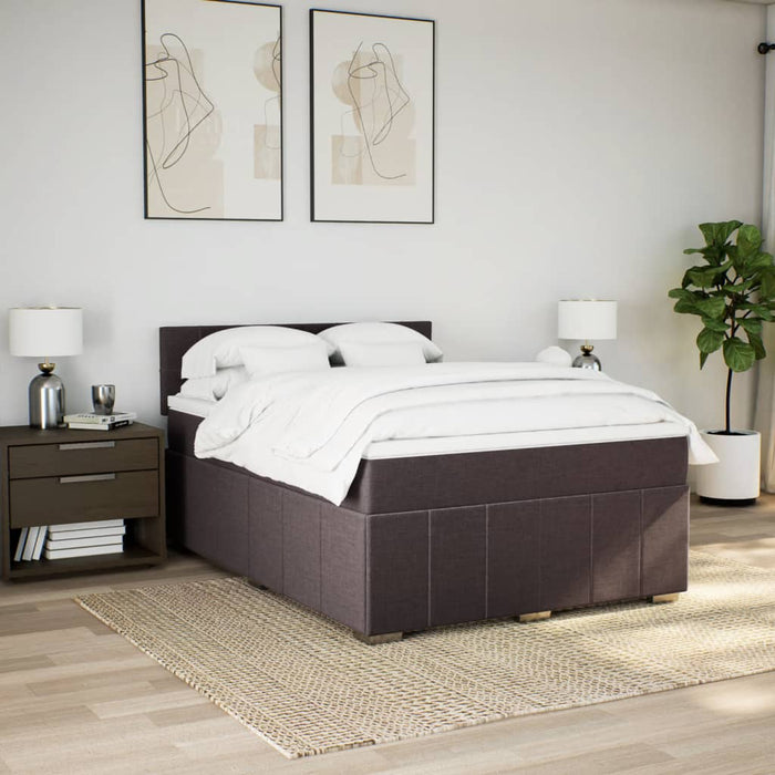 Pat box spring cu saltea, maro închis, 160x200 cm, textil WALTI