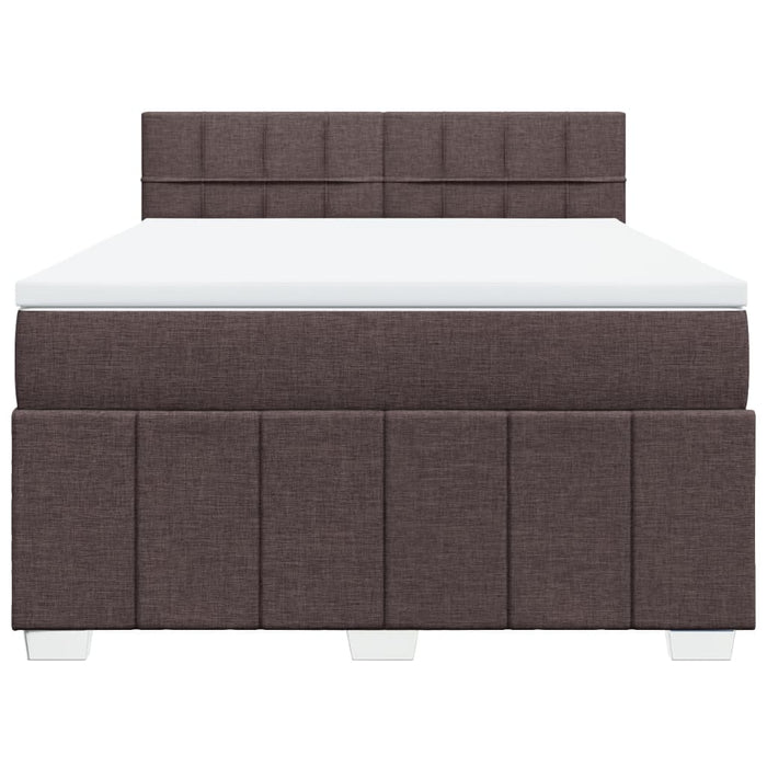 Pat box spring cu saltea, maro închis, 160x200 cm, textil WALTI