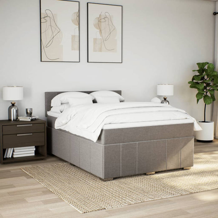 Pat box spring cu saltea, gri taupe, 160x200 cm material textil - WALTI WALTI