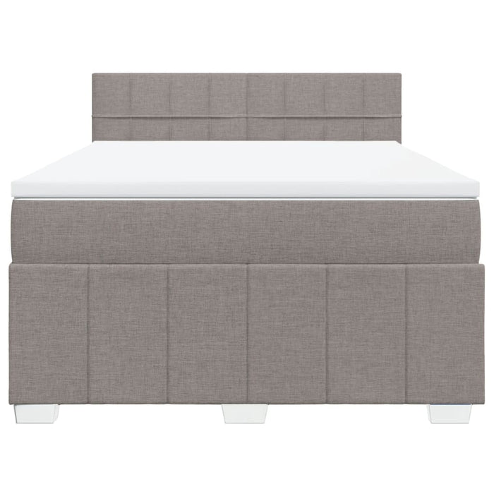 Pat box spring cu saltea, gri taupe, 160x200 cm material textil - WALTI WALTI