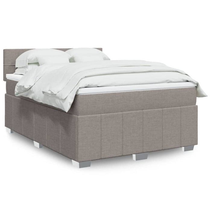 Pat box spring cu saltea, gri taupe, 160x200 cm material textil - WALTI WALTI