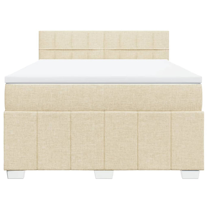 Pat box spring cu saltea, crem, 160x200 cm, material textil - WALTI WALTI