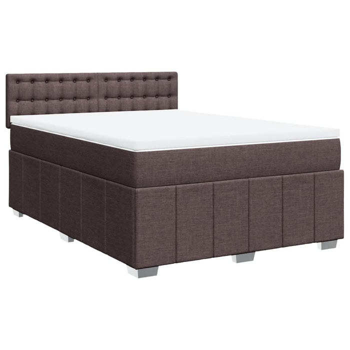Pat box spring cu saltea, maro închis, 160x200 cm, textil WALTI