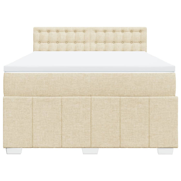 Pat box spring cu saltea, crem, 160x200 cm, material textil - WALTI WALTI