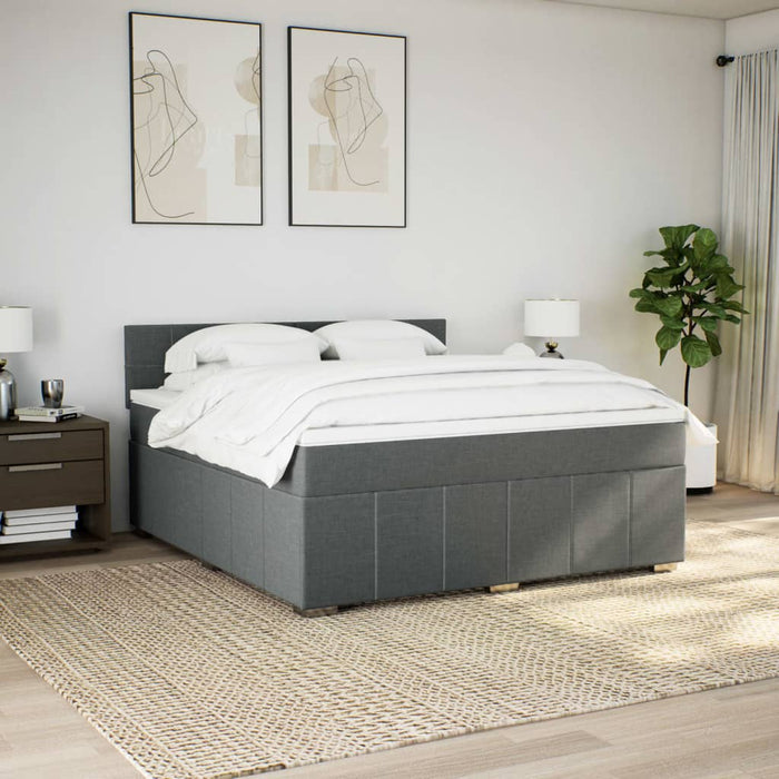 Pat box spring cu saltea, gri închis, 180x200 cm, textil - WALTI WALTI