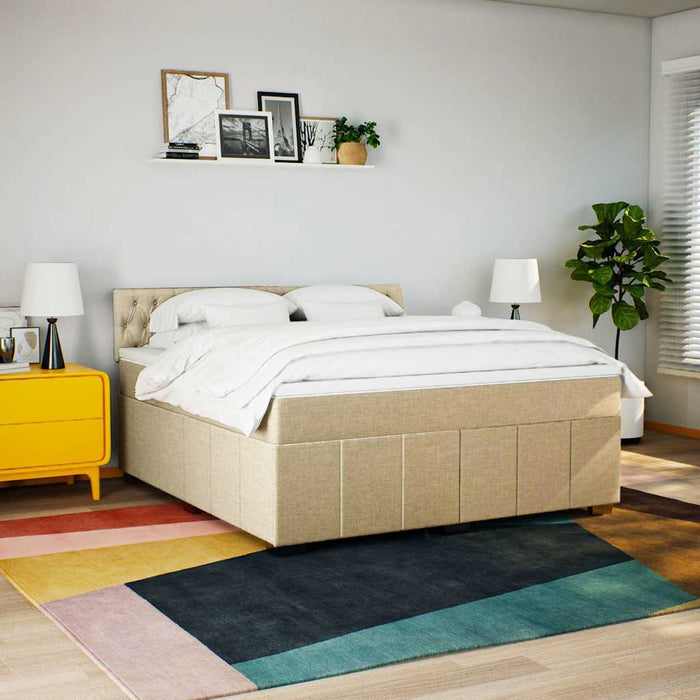 Pat continental cu saltea, crem, 180x200 cm, textil WALTI