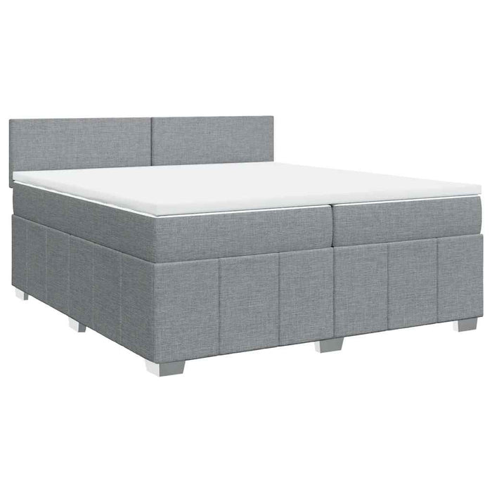 Pat box spring cu saltea, gri deschis, 200x200 cm, textil - WALTI WALTI