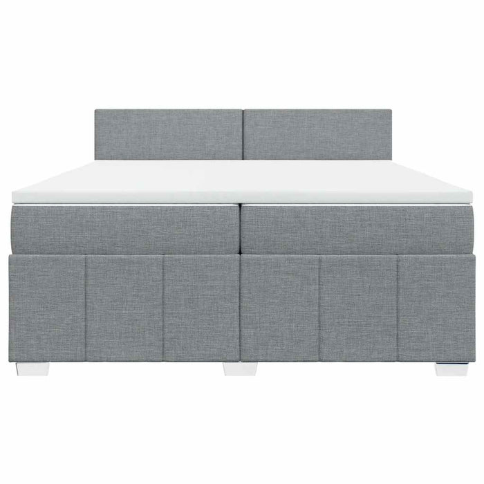 Pat box spring cu saltea, gri deschis, 200x200 cm, textil - WALTI WALTI