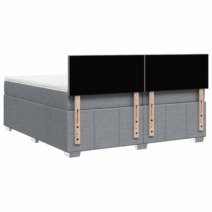 Pat box spring cu saltea, gri deschis, 200x200 cm, textil - WALTI WALTI