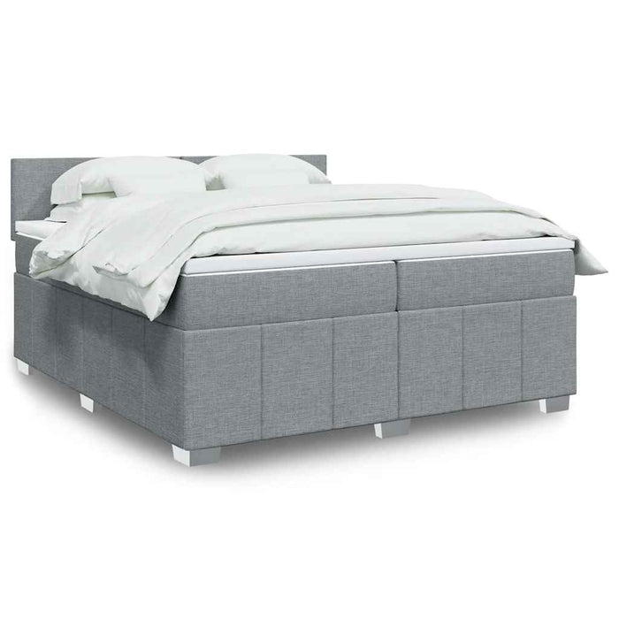 Pat box spring cu saltea, gri deschis, 200x200 cm, textil - WALTI WALTI