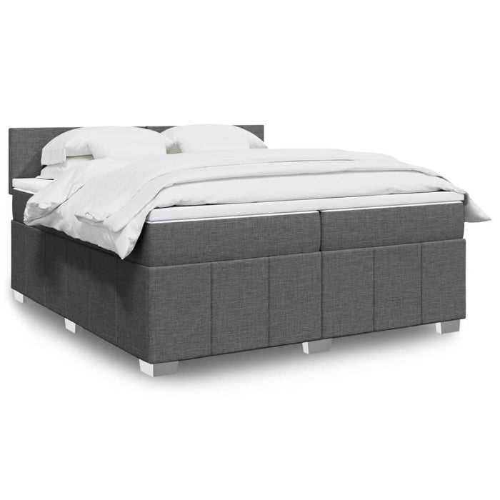 Pat box spring cu saltea, gri închis, 200x200 cm, textil - WALTI WALTI