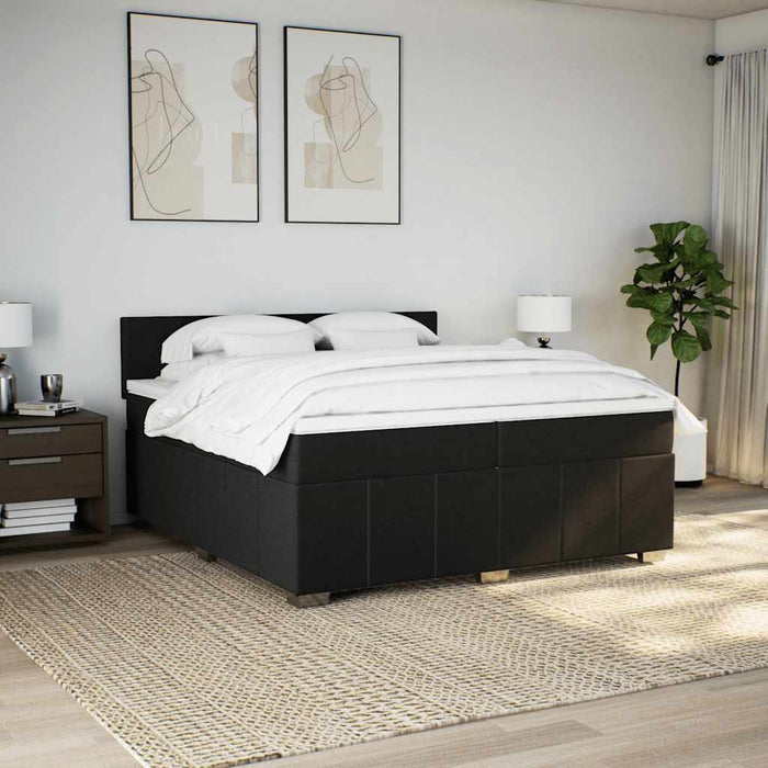 Pat box spring cu saltea, negru, 200x200 cm, textil - WALTI WALTI