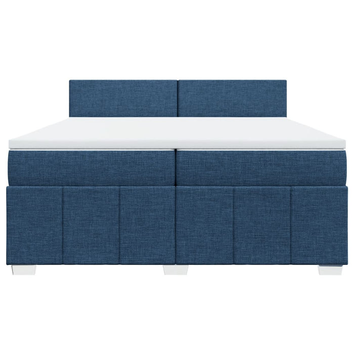 Pat box spring cu saltea, albastru, 200x200 cm, textil - WALTI WALTI