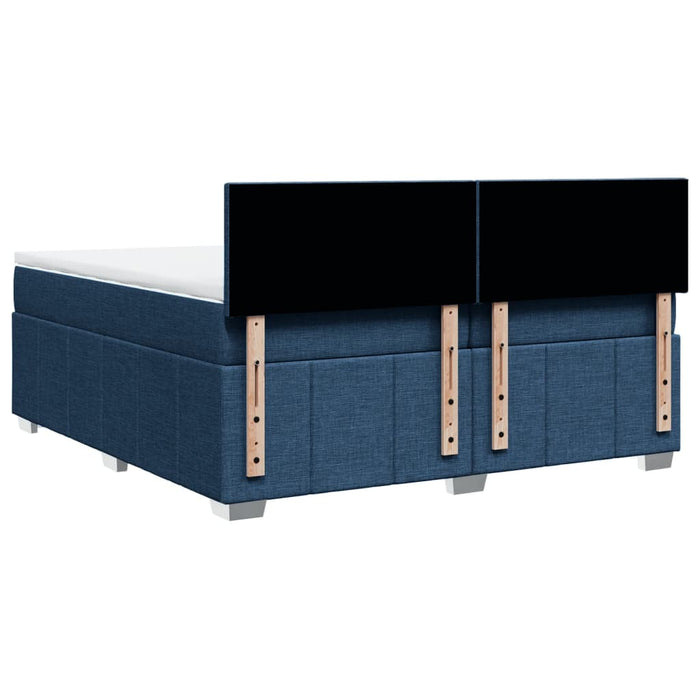 Pat box spring cu saltea, albastru, 200x200 cm, textil - WALTI WALTI