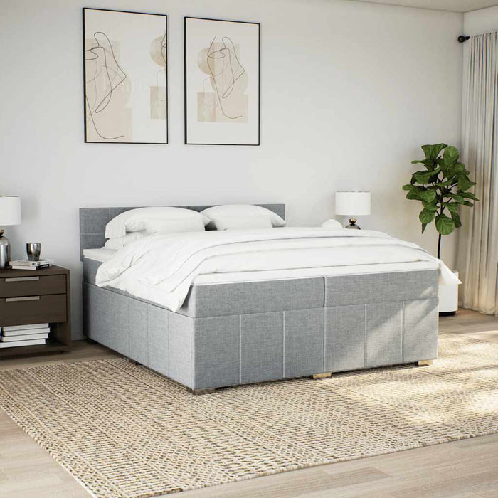 Pat box spring cu saltea, gri deschis, 200x200 cm, textil - WALTI WALTI