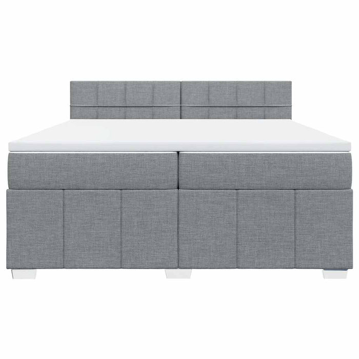Pat box spring cu saltea, gri deschis, 200x200 cm, textil - WALTI WALTI