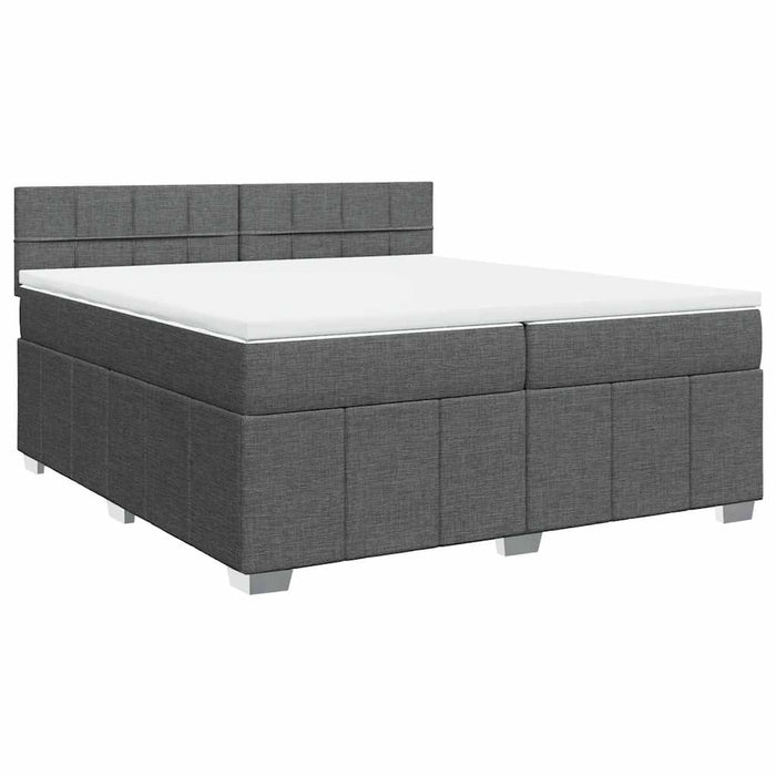 Pat box spring cu saltea, gri închis, 200x200 cm, textil - WALTI WALTI