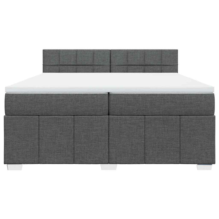Pat box spring cu saltea, gri închis, 200x200 cm, textil - WALTI WALTI