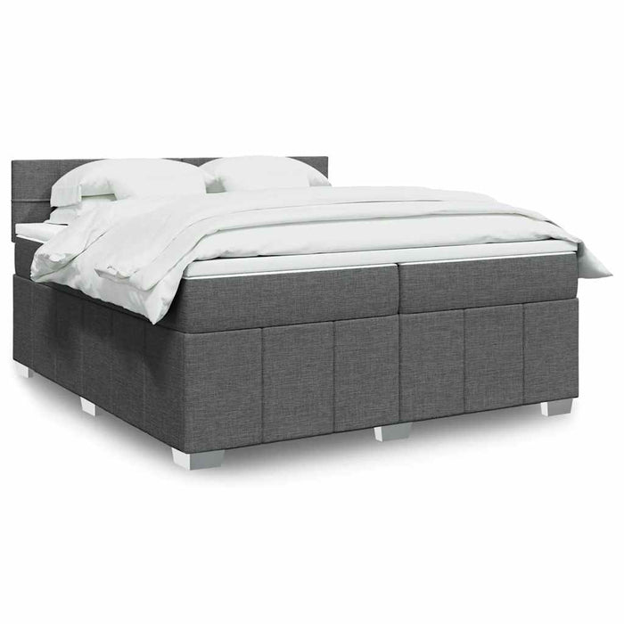 Pat box spring cu saltea, gri închis, 200x200 cm, textil - WALTI WALTI