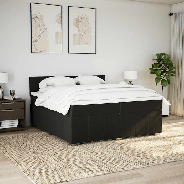 Pat box spring cu saltea, negru, 200x200 cm, textil - WALTI WALTI
