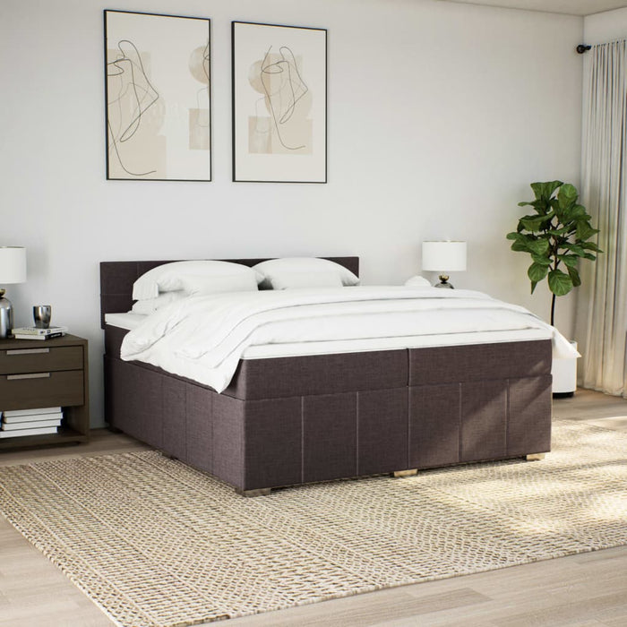 Pat box spring cu saltea, maro închis, 200x200 cm, textil - WALTI WALTI