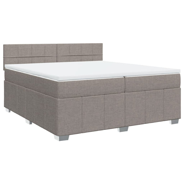 Pat box spring cu saltea, gri taupe, 200x200 cm, textil - WALTI WALTI