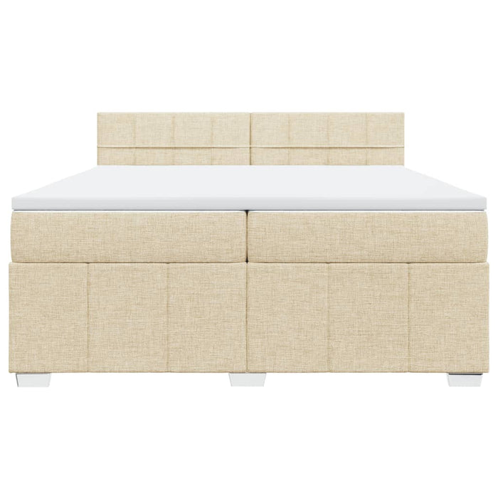 Pat box spring cu saltea, crem, 200x200 cm, textil WALTI