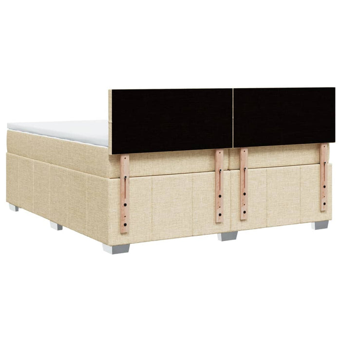 Pat box spring cu saltea, crem, 200x200 cm, textil WALTI