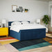 Pat box spring cu saltea, albastru, 200x200 cm, textil - WALTI WALTI