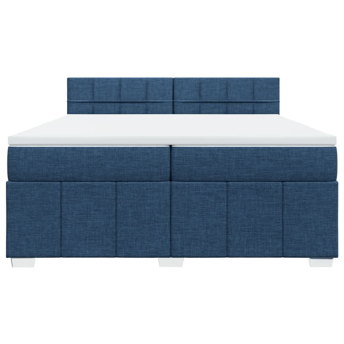Pat box spring cu saltea, albastru, 200x200 cm, textil - WALTI WALTI